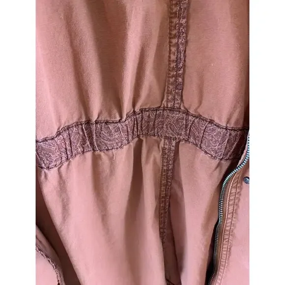 Anthropologie Longline Anorak Parka Cargo Jacket Coat M Rust Hooded Coat - Picture 14 of 16